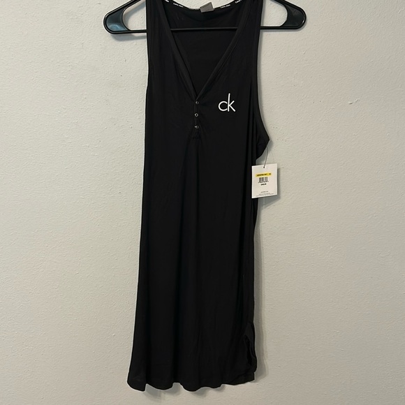 NWT Calvin Klein tank dress, black with white emblem, women’s size medium. - Picture 1 of 7